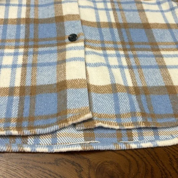 Plaid Button-Up Shacket Jacket - Blue & Tan - Picture 6 of 9